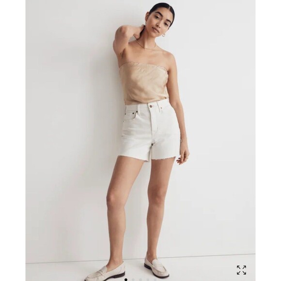Madewell The Perfect Vintage Mid-Length Jean Short in Canvas Cream Womens 30 - Picture 2 of 13
